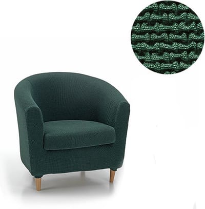 Belmarti® Fauteuilhoes Milan Rond - 70 tot 80cm breed - Groen - Bi-stretch, Ademend katoen - Hoezen voor Kuipstoelen