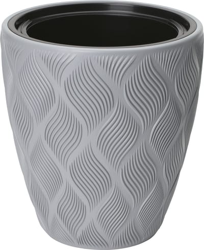 Form Plastic Plantenpot/bloempot Flow - kunststof - platina grijs - D30 x H32 cm - met binnenpot - rond