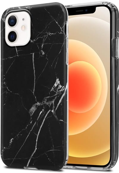 Cadorabo Hoesje geschikt voor Apple iPhone 12 PRO MAX in Zwart Wit Marmer No. 22 - Beschermhoes gemaakt van TPU siliconen Case Cover met mozaïek motief