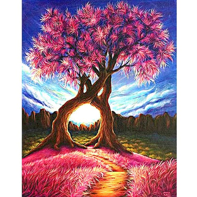 Diy 3D Diamant Schilderen Kruissteek Liefhebbers Boom Diamant Borduren Landschap Foto Home Decor 20X30CM pink