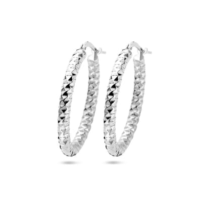 Zilver Gerhodineerd Oorringen 3,0 Mm Ronde Buis Gediamanteerd 1336877