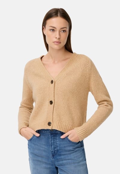 camel active Cardigan met raglanmouwen en knoopsluiting - Maat womenswear-M - Karamel