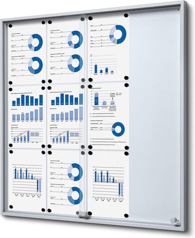 Vergrendelbaar Notitiebord met Schuifdeuren Slim 12x A4 - Syna SCSLG12XA4 - Horeca & Professioneel