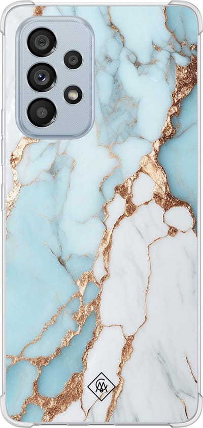 Casimoda® hoesje - Geschikt voor Samsung Galaxy A53 - Marmer Lichtblauw - Shockproof case - Extra sterk - Siliconen/TPU - Blauw, Transparant