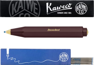 Kaweco - Balpen - Classic Sport - Burgundy - Met doosje Balpenvullingen MEDIUM Blauw