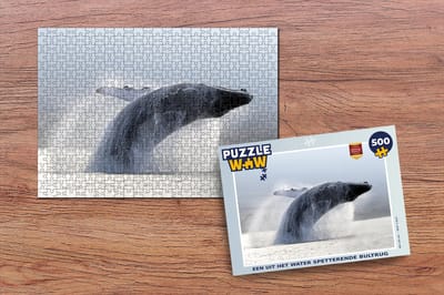 Puzzel Een uit het water spetterende Bultrug - Legpuzzel - Puzzel 500 stukjes