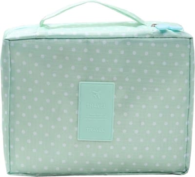 Fako Fashion - Make-up Tasje Rechthoek - Cosmetica Organizer - Make-up Toilettas - 21x16x8cm - Stippen Mintgroen