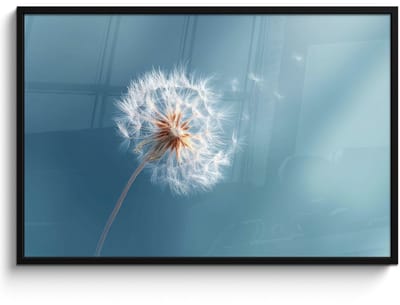 Poster in lijst - Fotolijst 120x80 cm - Posters - Paardenbloem - Wind - Blauw - Posterlijst zwart - Decoratie - Wanddecoratie woonkamer - Muurdecoratie slaapkamer