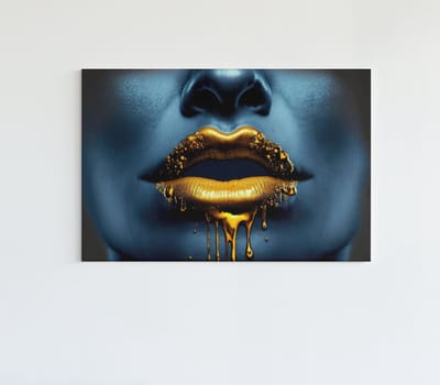 Canvas Schilderij Vrouw - Wanddecoratie - Vrouw met Gouden Verf - 60x40x2 cm