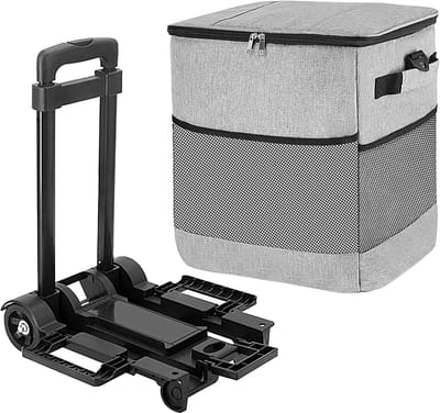 Koeler Handkar - Geïsoleerde Box - Buiten Activiteiten - Compact En Verrijdbaar - 95.5x35x28cm - Grijs