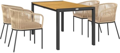Balkonset 4 personen - Tuinset - Bistroset - Khaki - Weerbestendig - 5 delig - 4 stoelen - 4 personen - Gecoat staal - Onderhoudsvrij staal