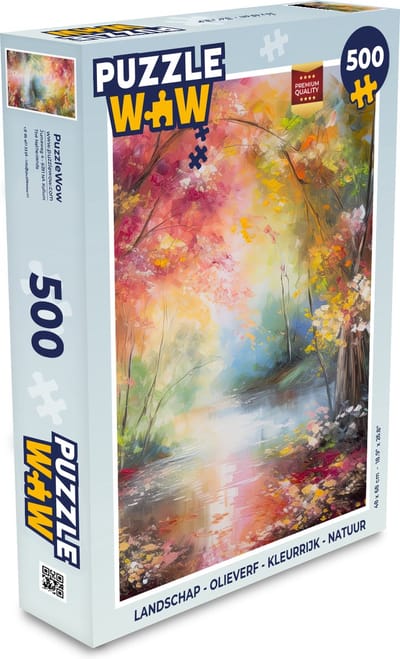 Puzzel Landschap - Olieverf - Kleurrijk - Natuur - Legpuzzel - Puzzel 500 stukjes