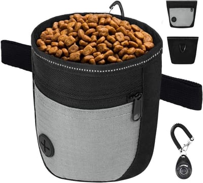 Honden Snackzak met Heupgordel en Trainingsklikker, Dubbele Magnetische Sluiting, Waterdicht en Inclusief Poepzakjes voor Training en Wandelen