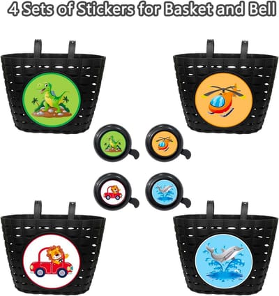 Noviko Kids Bike Basket Boy Fiets Stuur Mand met Bell Wheel Spaken voor Meisjes