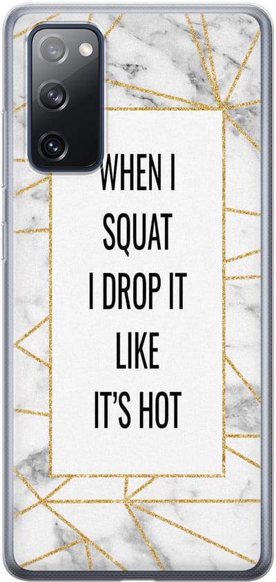 Leuke Telefoonhoesjes - Hoesje geschikt voor Samsung Galaxy S20 FE - Fitness quote squats - Soft case - TPU - Tekst - Grijs