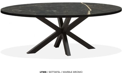 Maxfurn - Lynn - Ovale eettafel Lynn | Zeer krasvast | Kleur: Marble Bromo | Afm. 180x102cm