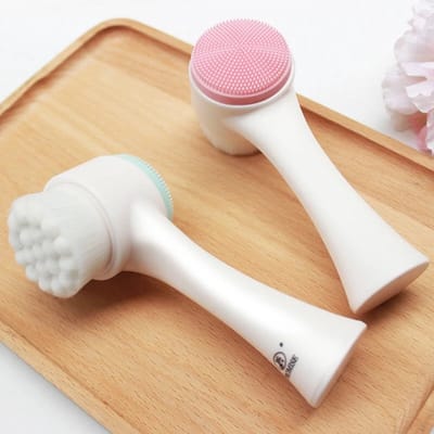 Gezichtsreinigingsborstel, gezichtsreiniger, massagegereedschap voor - gezichtsreiniging, siliconen, met dubbele kop, voor vrouwen, leuk cadeau