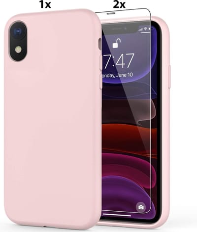 Hoesje Geschikt voor iPhone X / XS Soft Nano siliconen Gel Licht Roze Hoesje Met 2X Glazen screenprotector