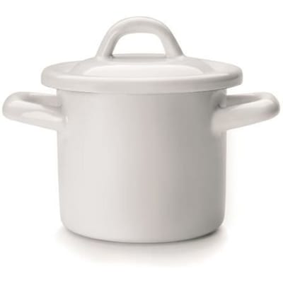 Marmite Mini - IBILI - 10 cm - Wit Emaille - Blauwe Rand - Vaatwasserbestendig