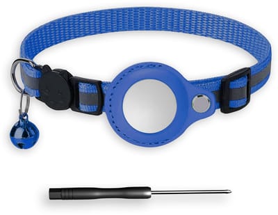 BTH Halsband Kat - Kattenhalsband Blauw 18–32 cm - Geschikt Voor Apple Airtag - Kattenbandje - Veiligheidssluiting