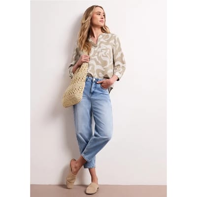 Blouse met gespleten hals van linnenmix