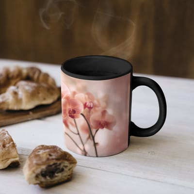 Magische Mok - Foto op Warmte Mokken - Koffiemok - Orchidee - Bloemen - Roze - Bloemblaadjes - Magic Mok - Beker - 350 ML - Theemok