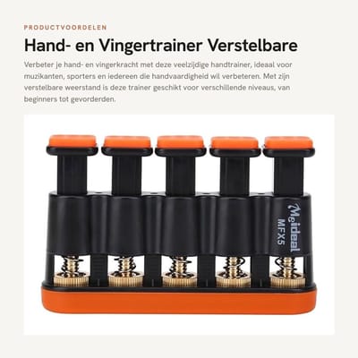 Dailygoods- Vingertrainer Grote Weerstand - Grip Trainer - Handtrainer - Draagbaar - Geschikt voor Muziekinstrumenten - 5 Drukknoppen