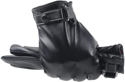 Dailygoods - Long Keeper Lederen winterhandschoenen voor heren, touchscreen-handschoenen met leer, warm fleece, autobestuurdershandschoenen, winter, leer, zwart, voor heren