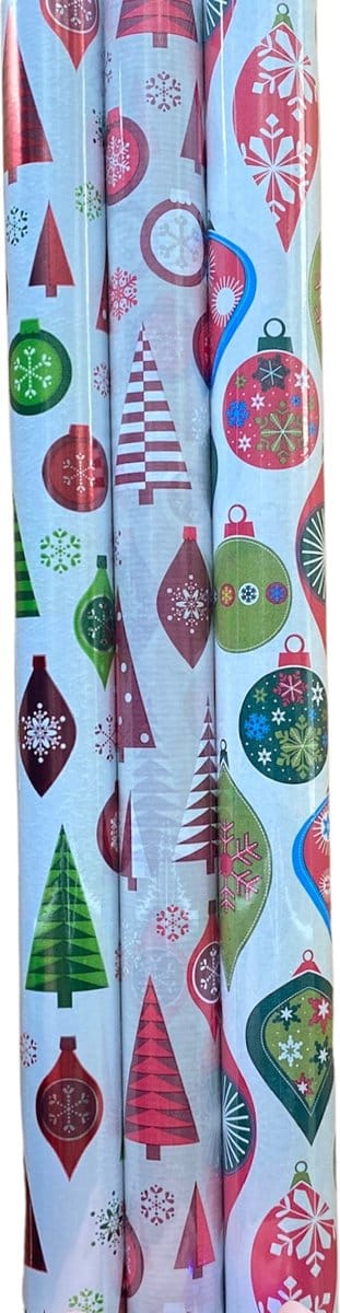 FESTIVE GIFTS Inpakpapier - Cadeaupapier - 200 x 70cm - 3 rollen - Kerst - Luxe Cadeauverpakking - Kleurrijk