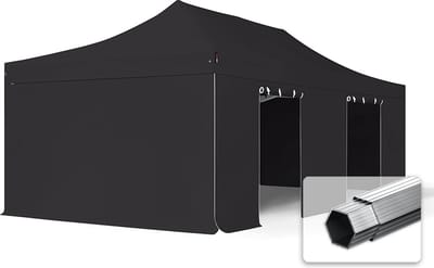 4x8 m Easy Up partytent Vouwpaviljoen PVC brandvertragend met zijwanden, PROFESSIONAL alu 50 mm, zwart