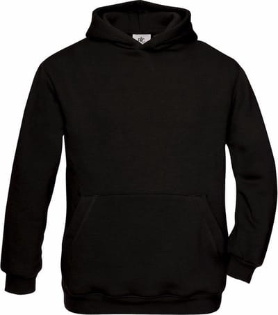 B&C Hooded Sweater - zwart - trui met capuchon - kinderen 98/104