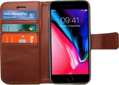 Hoesje geschikt voor Apple iPhone 8 Book Case Portemonnee - Cover voor 3 Pasjes Bruin