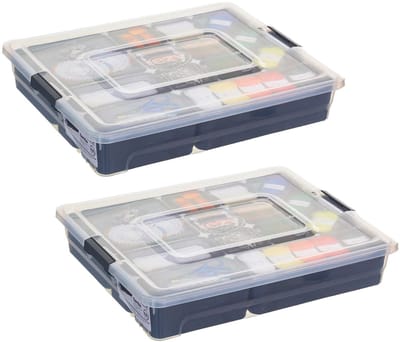 5Five Opslag sorteerbox - 2x - 13 vakjes indeling - 35 x 28 x 7 cm - kunststof - opbergdoos - 4800 ml