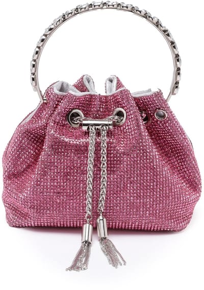 AVANT-GARDE PARIS Schouderclutch - Glamoureuze Handtas - Roze met Kristallen Versiering - Compact Ontwerp