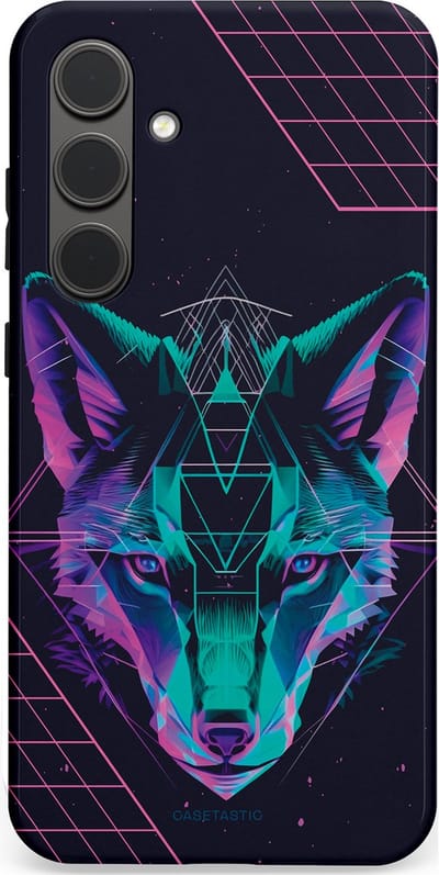 Casetastic hoesje geschikt voor Samsung Galaxy S24 Plus - Dubbellaagse bescherming - Neon Wolf - Fashion Case - Donkerblauw