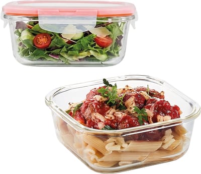 Lock&Lock Glazen vershoudbakjes - Meal prep bakjes glas - Ovenschaaltjes met deksel - 750 ml - Luchtdicht - BPA vrij - PFAS vrij - Borosilicaatglas - Airfryer bakjes - Bewaarbakjes - Vershoudbakjes glas - 1 persoons ovenschaal - Set van 2 stuks