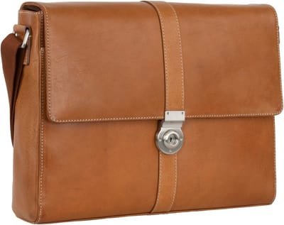 LEONHARD HEYDEN Leren schoudertas laptoptas met laptopvak Bergamo Umhängetasche 6855 Hellbraun Lichtbruin