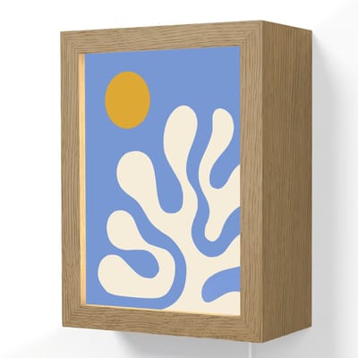 Wandlamp 15x20 cm - Oplaadbaar - Minimalistisch - Organisch patroon - Blauw - Wandlampen binnen woonkamer - Slaapkamer lamp met kabel - Decoratieve nachtlamp - Vloerlamp snoer