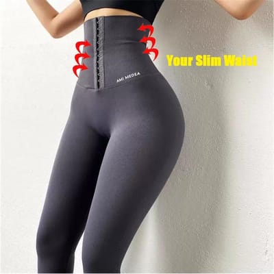 Twinso Afslankbroek Vrouwen Sport Legging Taille Trainer Lift Up Butt Lifter Sexy Shapewear Tummy Controle Slipje Winter Broek M grijs
