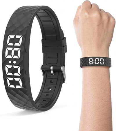 Fitness-trackinghorloge – Slimme polsband – Stappentellerhorloge – Horloge met trilalarm – Stappenteller, slaapmonitor, trilmeldingen – Unisex – Zwart