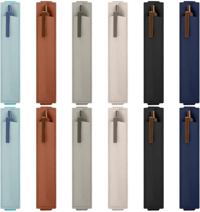 Dailygoods- Pennenhouder 12 Stuks - Verstelbare PU-Lederen Penhouder - Afneembaar Pennenetui - Elastische Band - Geschikt voor Notitieboek - Leuk Cadeau