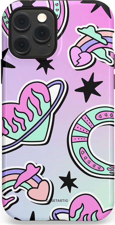 Casetastic Hoesje Geschikt voor Apple iPhone 12/12 Pro Magsafe - Stijlvolle Beschermende Duo-layer Case - Paarse Droomwereld
