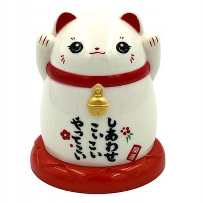Gelukskat Maneki Neko - Wit Houten Stokjes Houder
