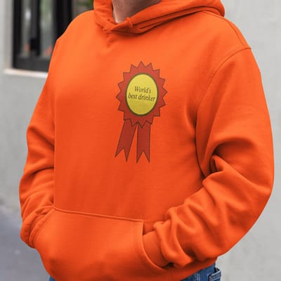 Oranje Koningsdag Hoodie World's Best Drinker - MAAT XS - Feestkleding & Carnavalskleding