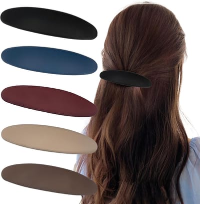 5 Stuks Multi-Color Matte Automatische Haarclips voor Vrouwen en Meisjes, Veilige Grip voor Alle Haartypes (Zwart, Bruin, Rood, Khaki, Marineblauw)