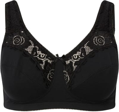 Ulla Popken - Dames - Kelly steun beha kant zonder beugel - Zwart - Maat 95F