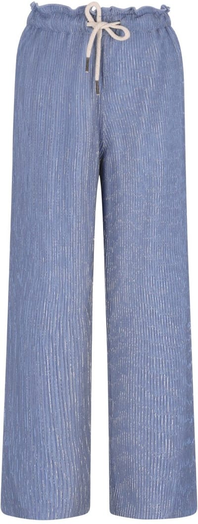 Like Flo - Fenna Flo girls metallic plissé pants - Light Blue - Maat 104