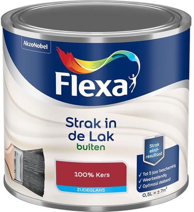 Flexa - Strak In De Lak Buitenlak Zijdeglans - 100% Kers - Mengverf - 500 Ml