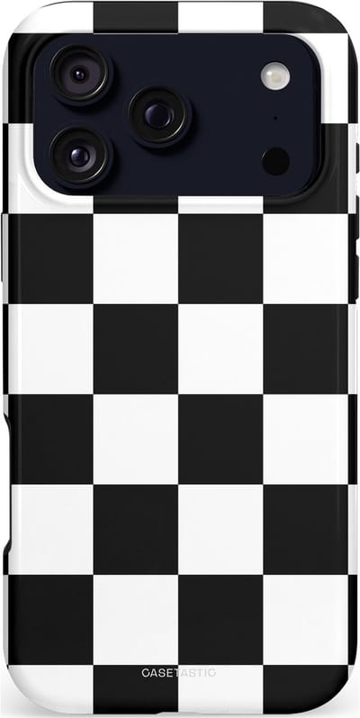 Casetastic hoesje geschikt voor Apple iPhone 17 Pro Max - MagSafe - Dubbellaagse bescherming - Schaak - Fashion Case - Zwart Wit Zilver