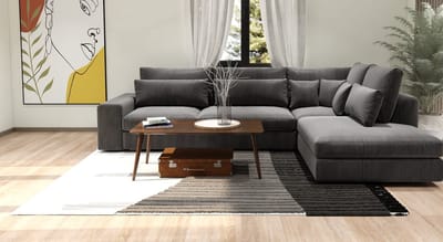 hoekbank martino- lounge rechts- donkergrijs ribstof- hoeksalon rechts